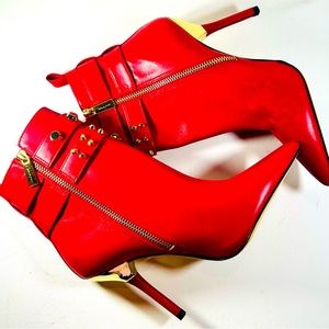 MICHAEL MICHAEL KORS: Amal Studded Ankle-Strap Dress Booties: